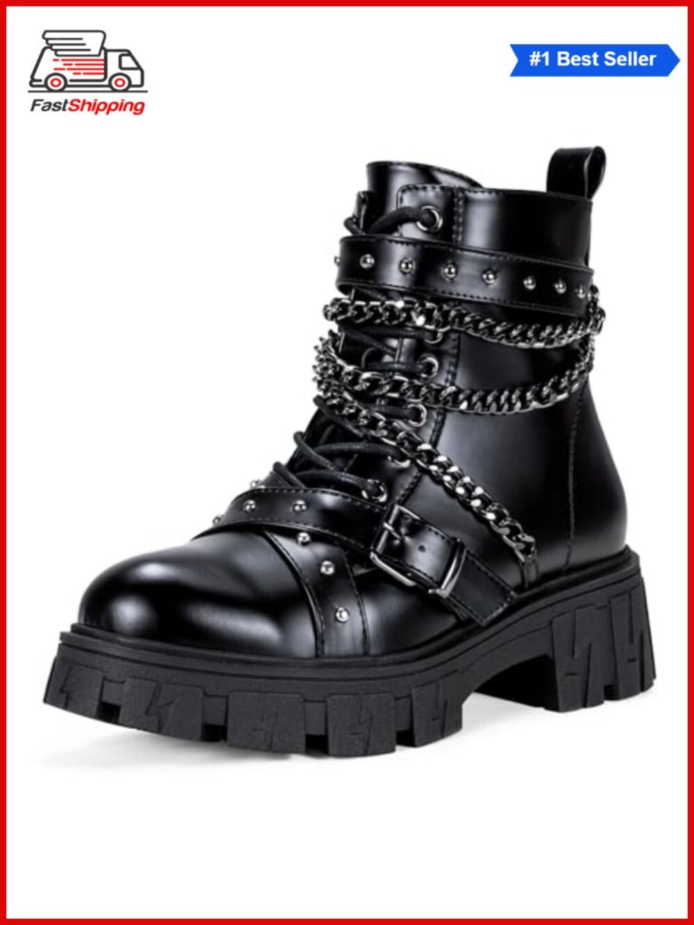 ✨ Jeossy Women's Chelsea Combat Boots Chunky Platform Ankle Boots
